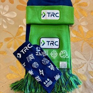 Kids Scarf ,Beanie And Socks Set - Green and Blue